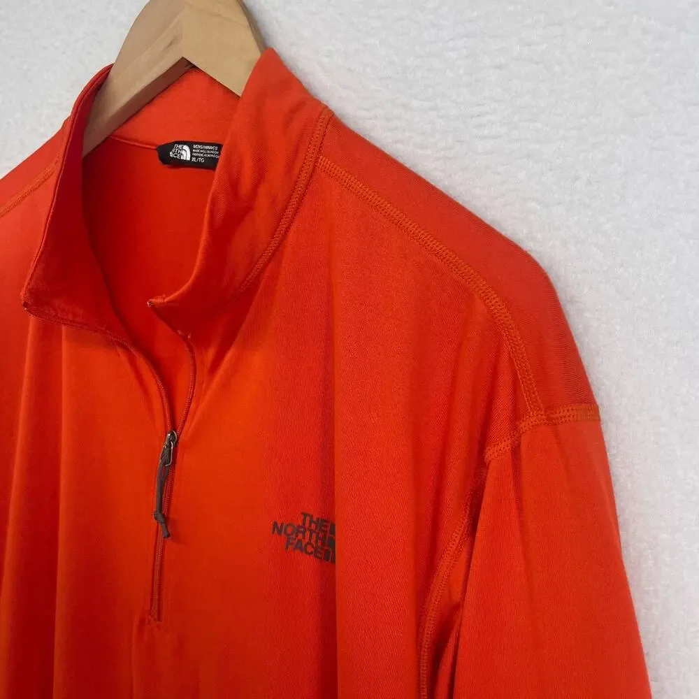 THE NORTH FACE Shirt Mens XL 1/4 Zip Performance Baselayer Long Sleeve Orange